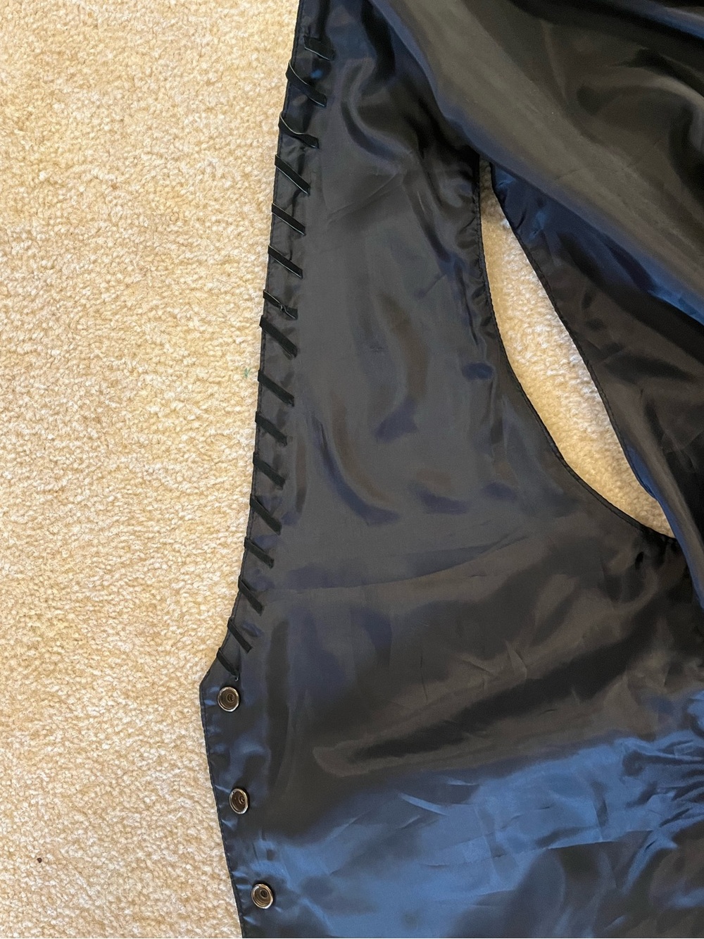 Vintage Leather/Suede Vest Black with Lace up Back -  H.L. Spencer - Picture 3 of 11